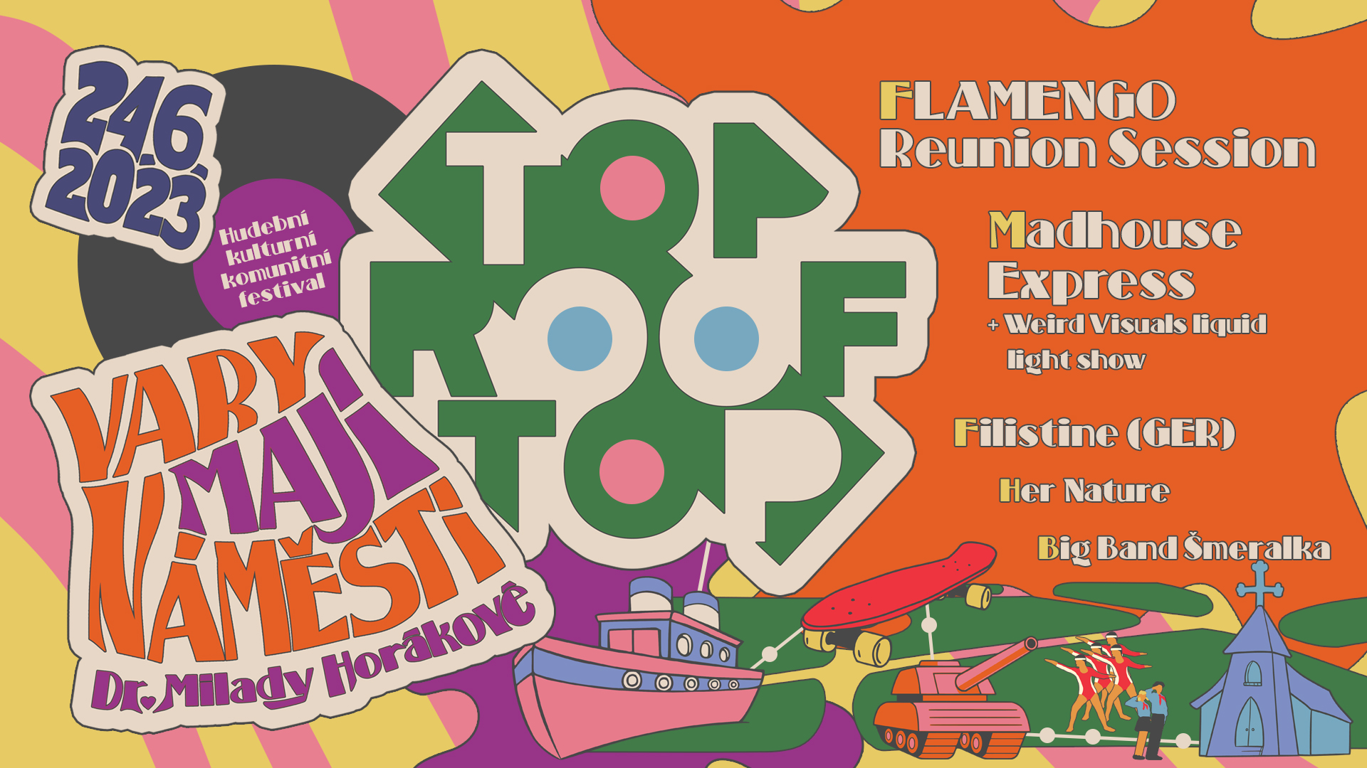 'Vary mají náměstí' hlásá 8. ročník hudebního festivalu Top RoofTop a přiváží Flamengo Reunion Session nebo Madhouse Express